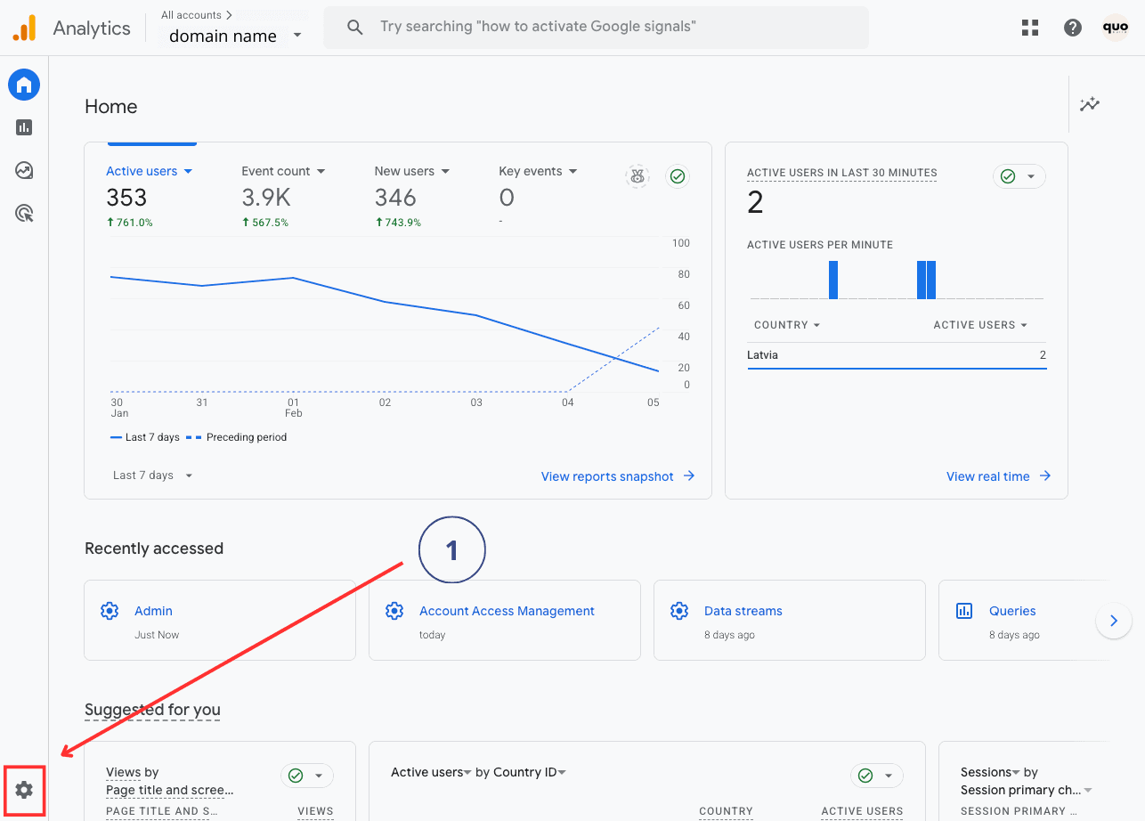 Hur man lägger till användare i Google Analytics steg 1