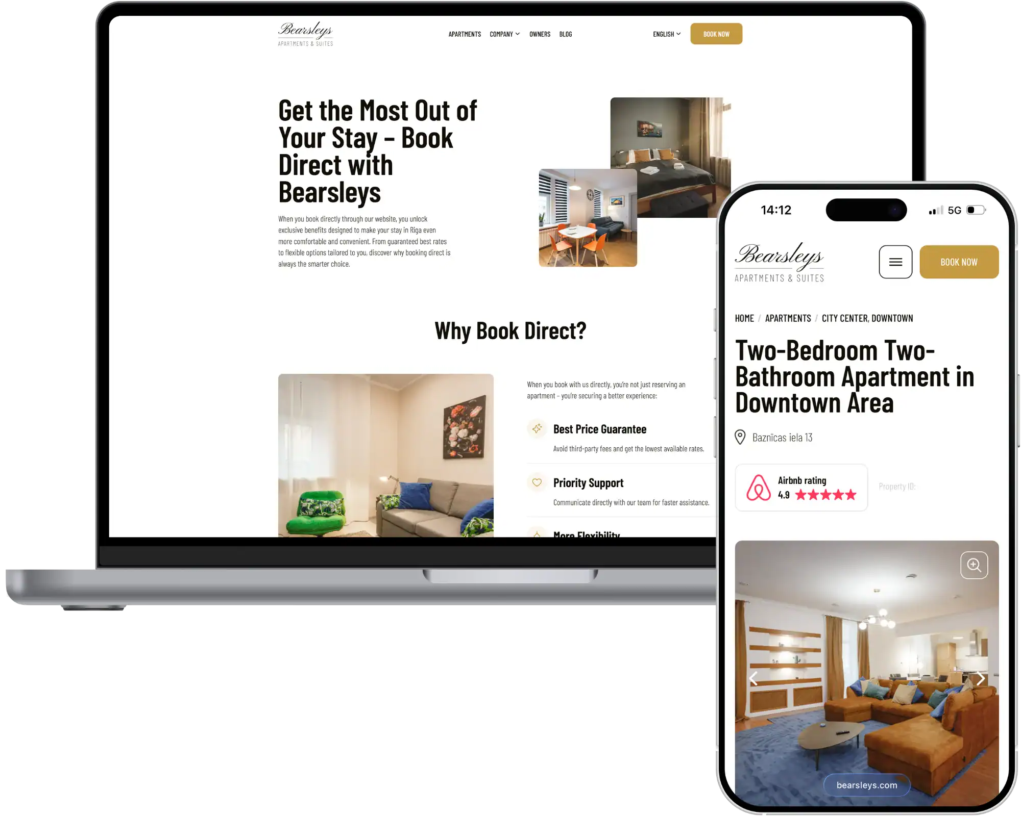 Bearsleys Webbplatsutveckling SEO-optimering UI UX-design quo build portfolio desktop telefonvy