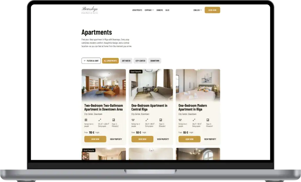 Bearsleys Webbplatsutveckling SEO-optimering UI UX-design quo build portfolio desktop view