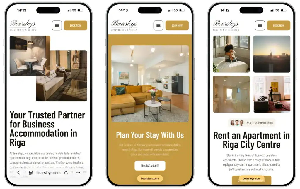 Bearsleys Webbplatsutveckling SEO-optimering UI UX-design quo build portfolio telefonvy