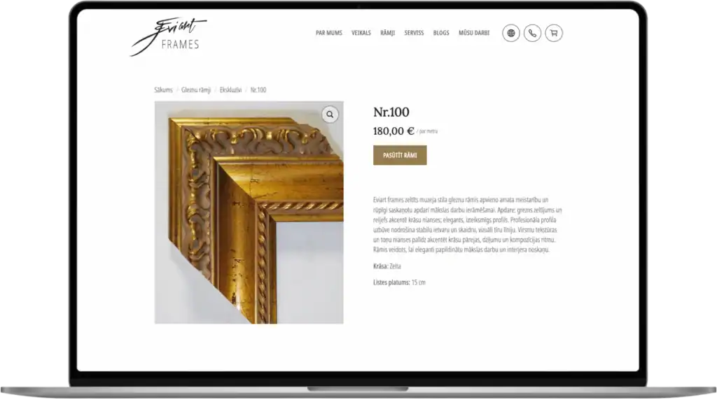 Eviart ramar UI UX design Anpassad utveckling Strategi SEO-optimering quo build portfolio desktop view