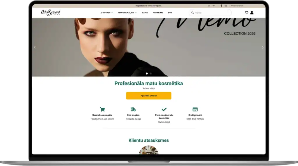 Helen Seward Utveckling av webbutik UI UX design E-handelslösningar quo build portfolio desktop view 2