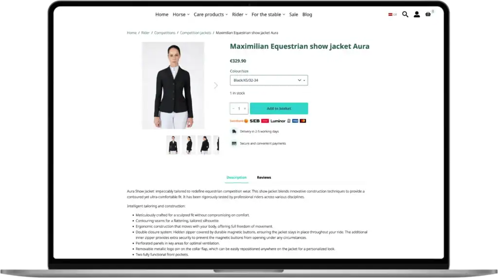 Ippeas E-butikutveckling UI UX-design Varumärkesutveckling quo build portfölj skrivbordsvy