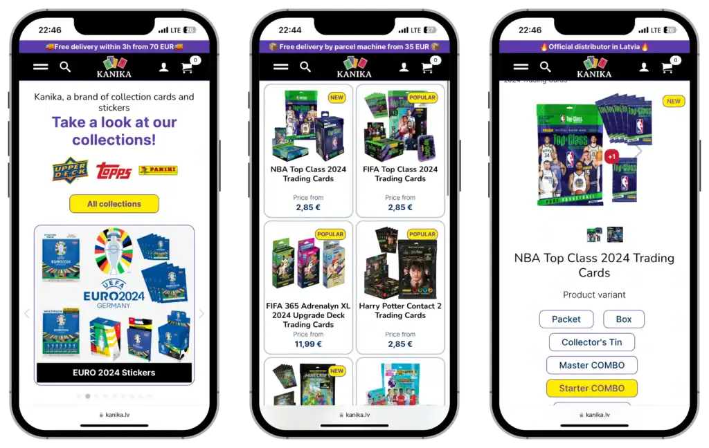 Kanika Webbplatsutveckling UI UX design E-handelslösningar quo build portfolio mobil vy