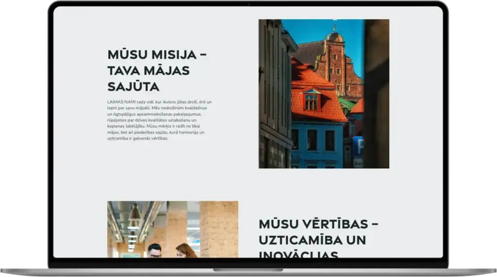 Laimas Nami Webbplatsutveckling UI UX design Anpassad struktur quo build portfolio skrivbordsvy