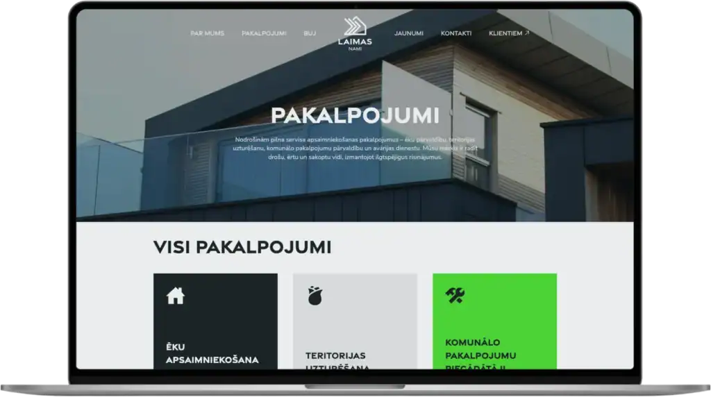 Laimas Nami Webbplatsutveckling UI UX design Anpassad struktur quo build portfolio skrivbordsvy 2