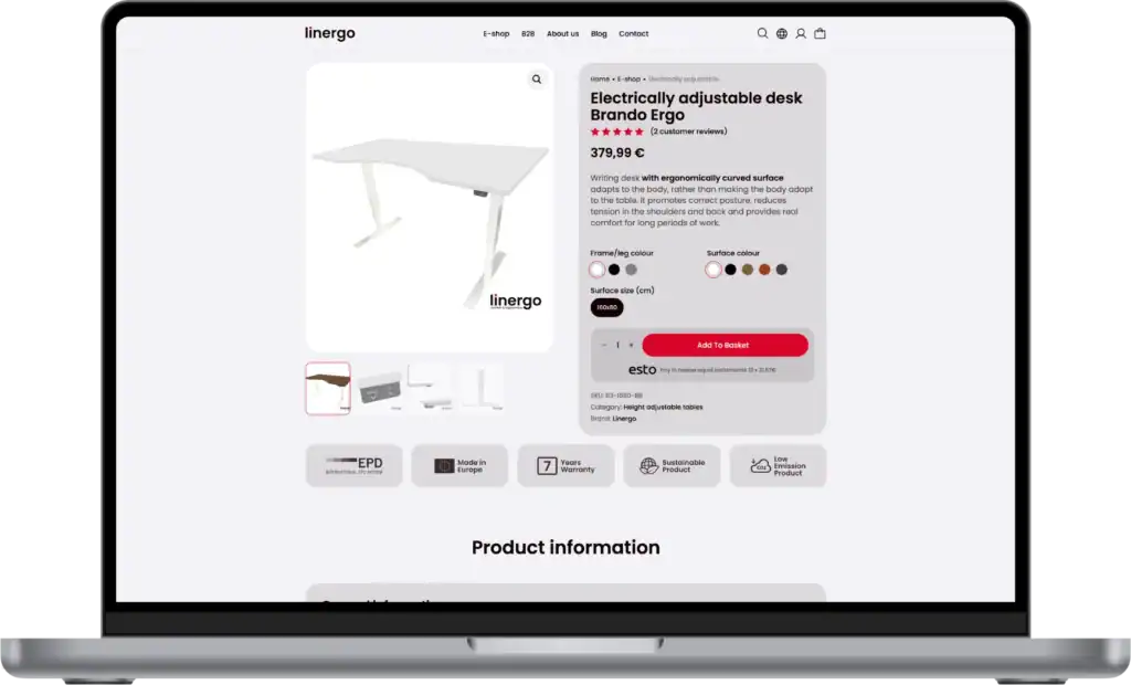 Linergo Utveckling av e-butik Webbplatsutveckling SEO-optimering UI UX design quo build portfolio desktop view