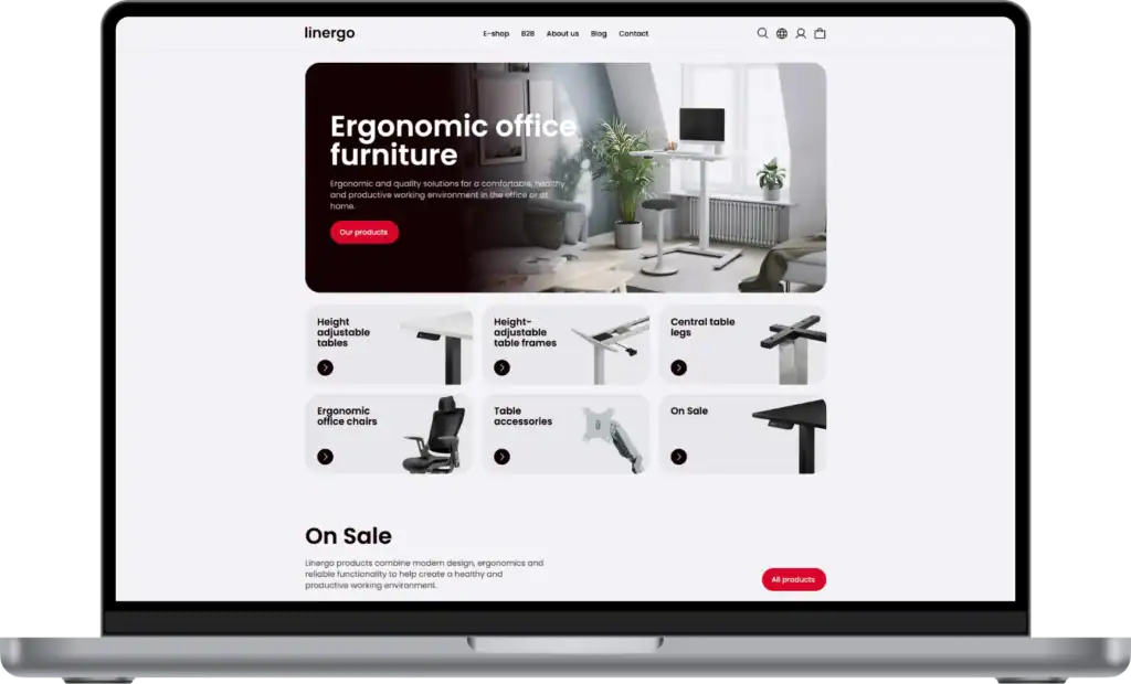 Linergo Utveckling av e-butik Webbplatsutveckling SEO-optimering UI UX design quo build portfolio desktop view 2