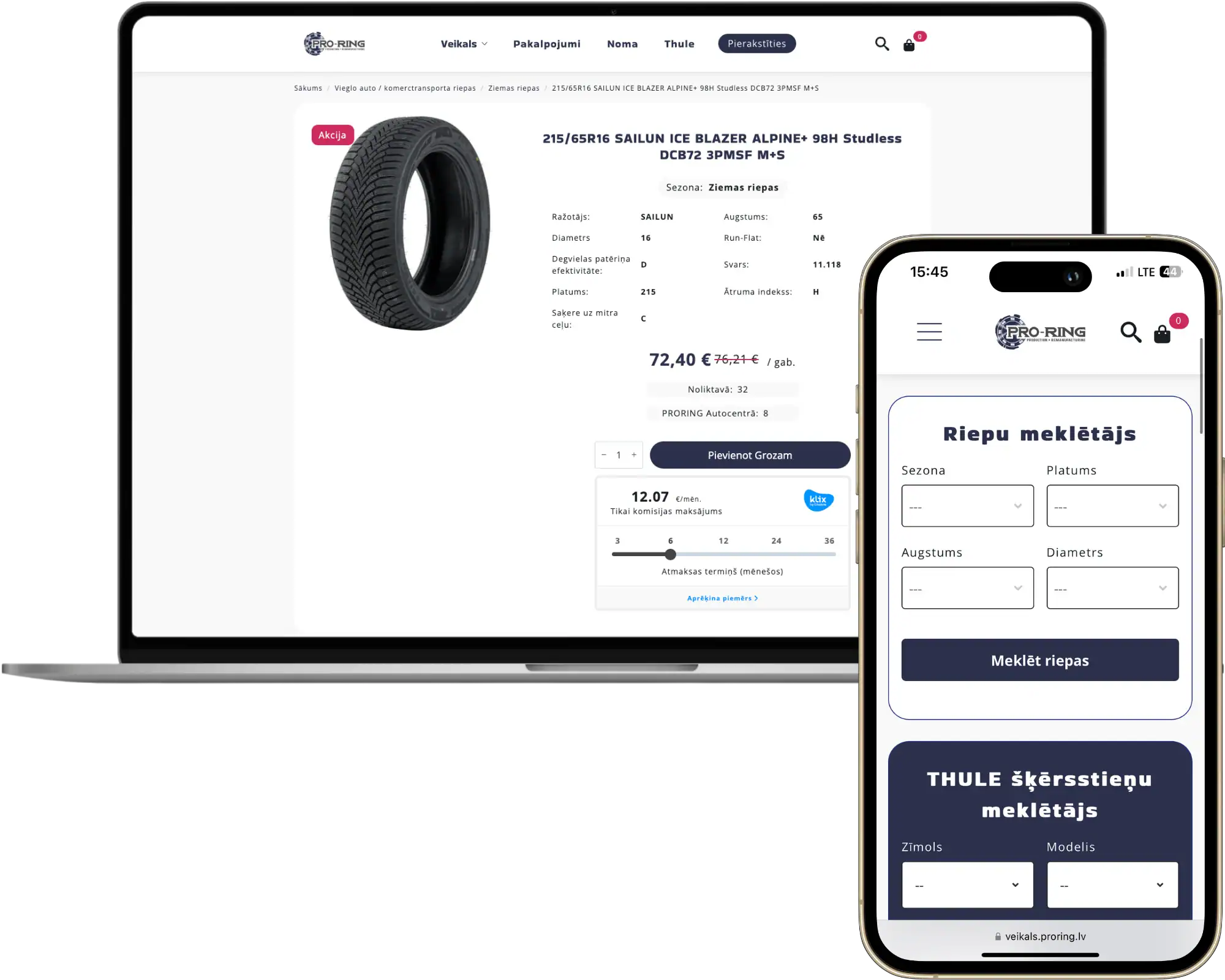 Proring Anpassad webbutik UI UX-design API-integrationer quo build portfolio desktop telefonvy