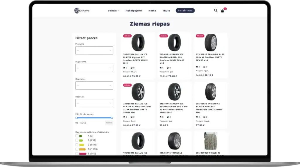Proring Anpassad webbutik UI UX-design API-integrationer quo build portfolio desktop view