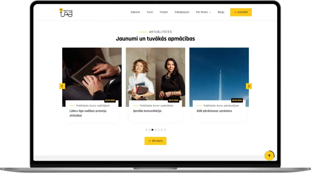 TrainingLab Anpassad utveckling avancerad postlogik SEO-optimering quo build portfolio desktop view 2