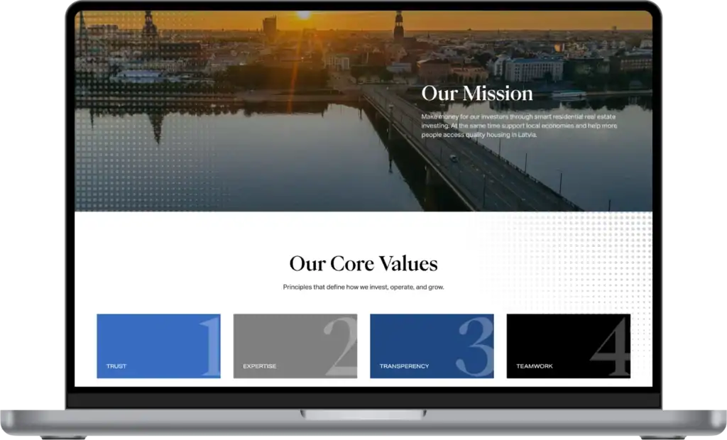 Vicmans Capital Webbplatsutveckling SEO-optimering UI UX design quo build portfolio desktop view