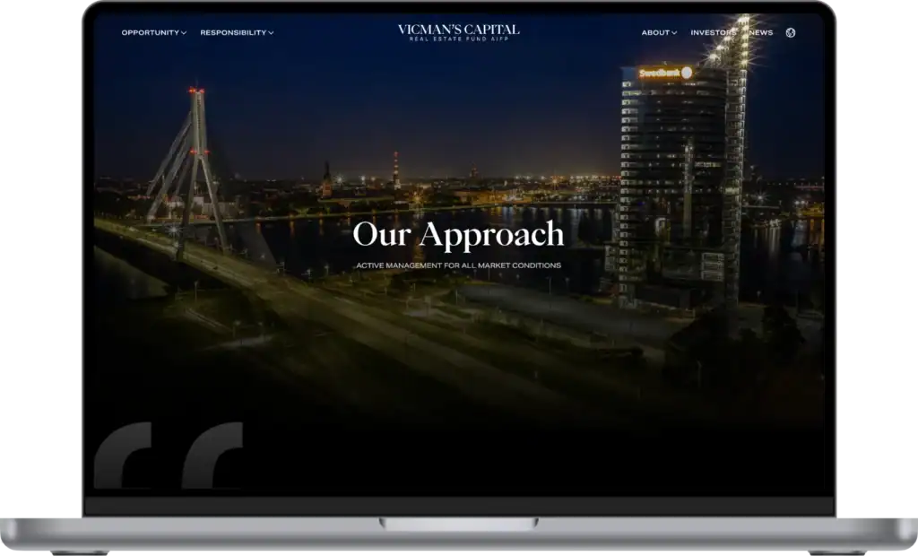 Vicmans Capital Webbplatsutveckling SEO-optimering UI UX design quo build portfolio desktop view 2
