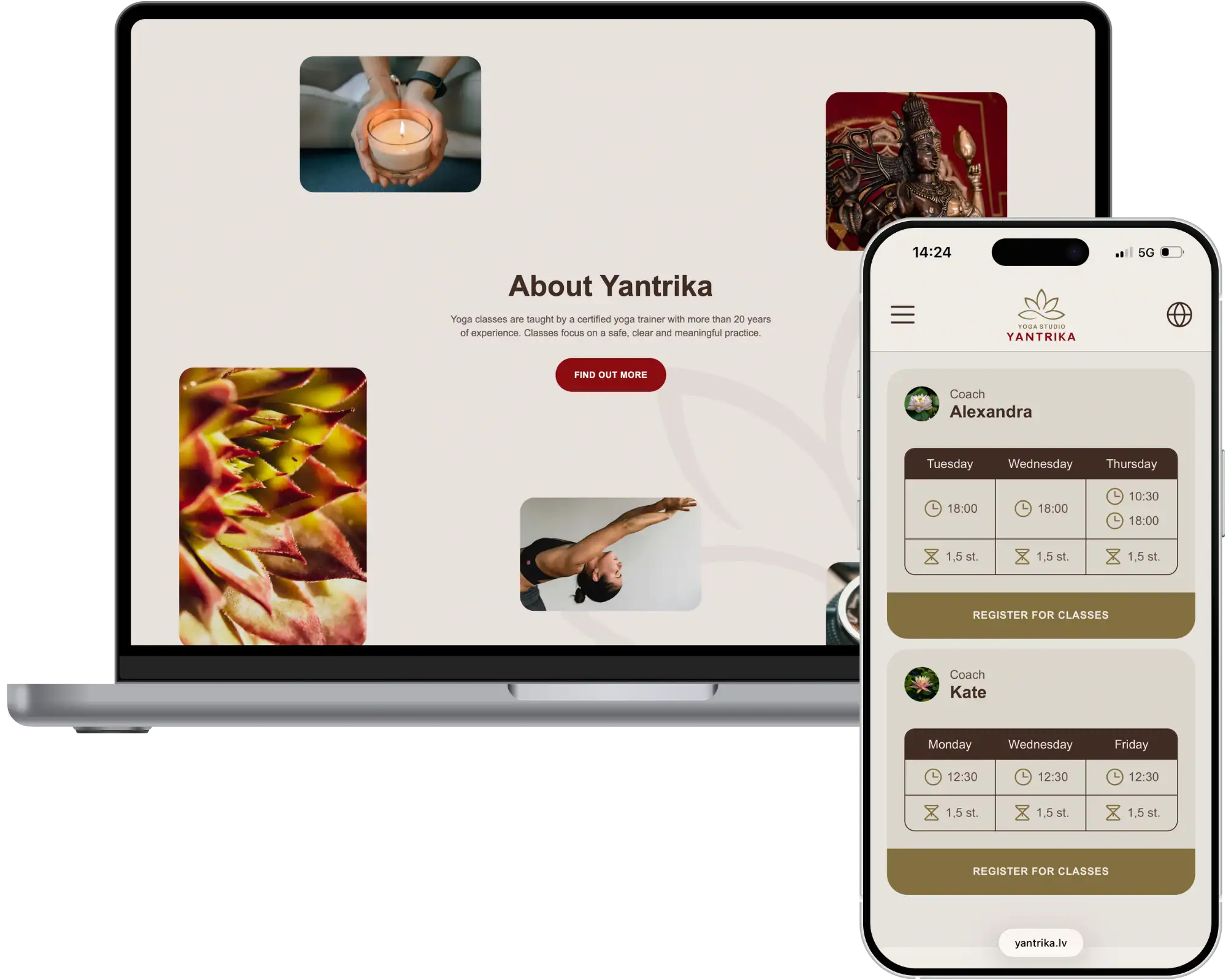 Yantrika Webbplatsutveckling SEO-optimering UI UX design quo build portfolio desktop phone view