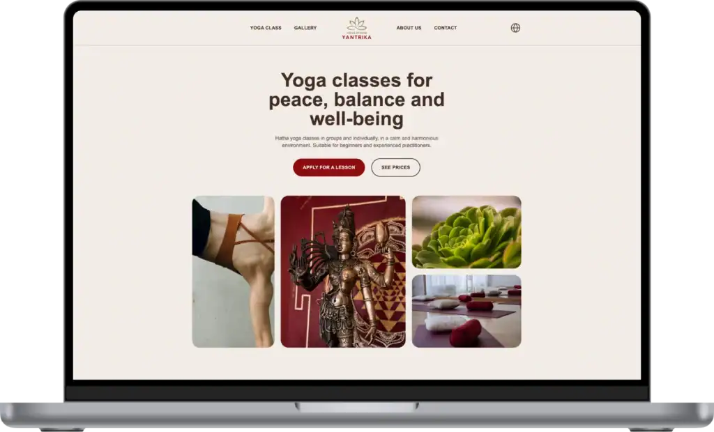 Yantrika Webbplatsutveckling SEO-optimering UI UX design quo build portfolio desktop view