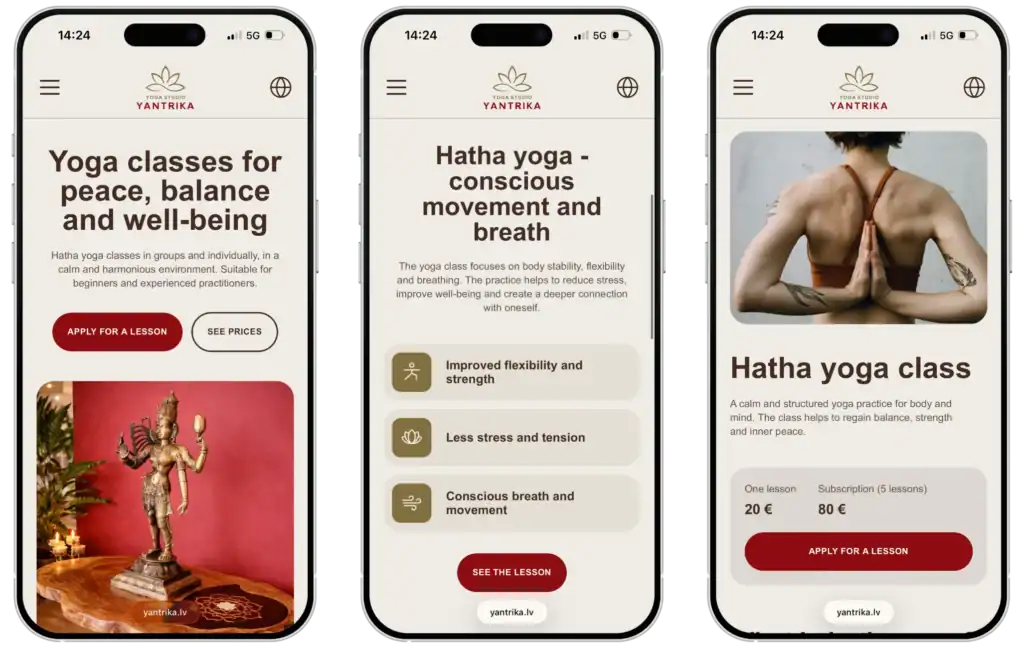Yantrika Webbplatsutveckling SEO-optimering UI UX-design quo build portfolio telefonvy