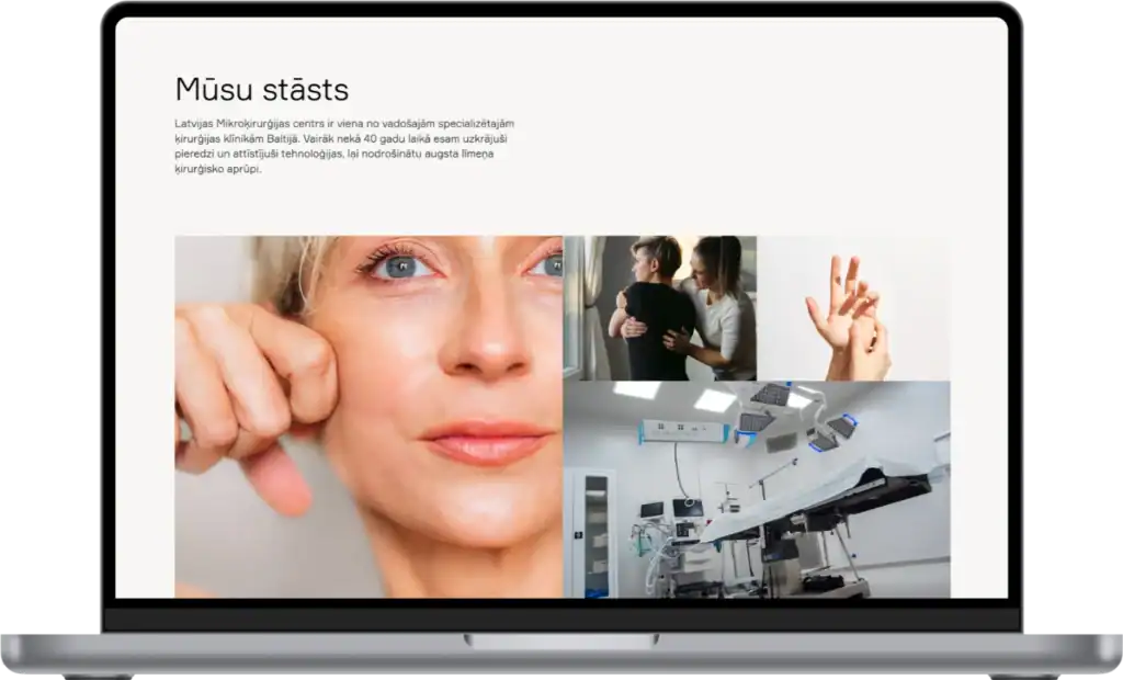 LMC Latvijas Mikroķirurģijas Centrs UI/UX-design Webbplatsutveckling SEO-migrering Skräddarsydda integrationer Quo Build-portfölj – skrivbordsvy 2